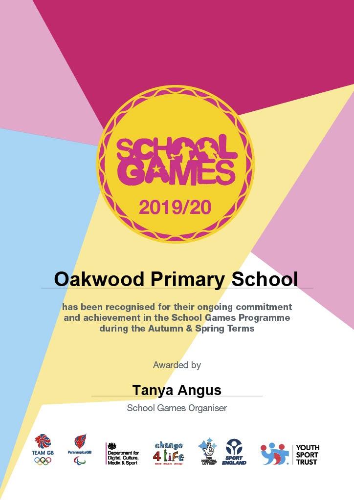 We are proud to have been awarded our School Games Award